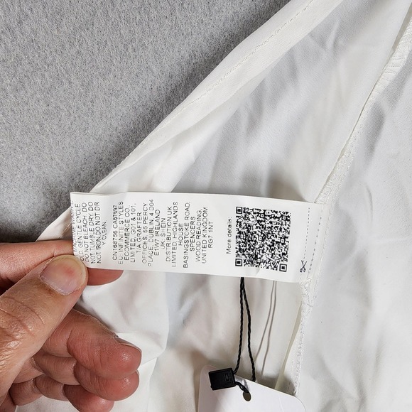 SHEIN X Dress Womens Large White Ruffle Sleeve Tie Back Mini Babydoll Style - Picture 12 of 14